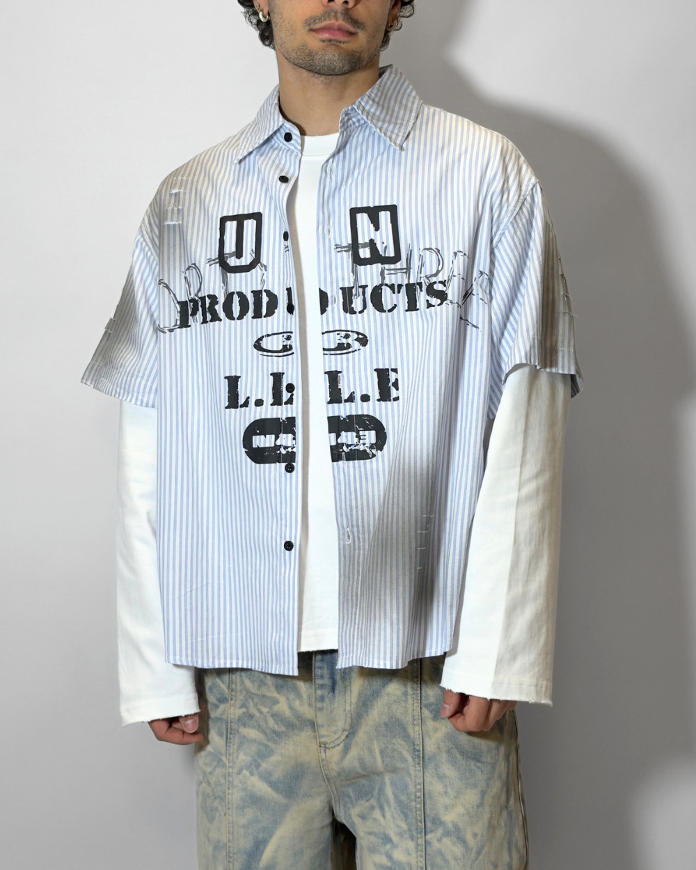Camicia con stampa a maniche corte